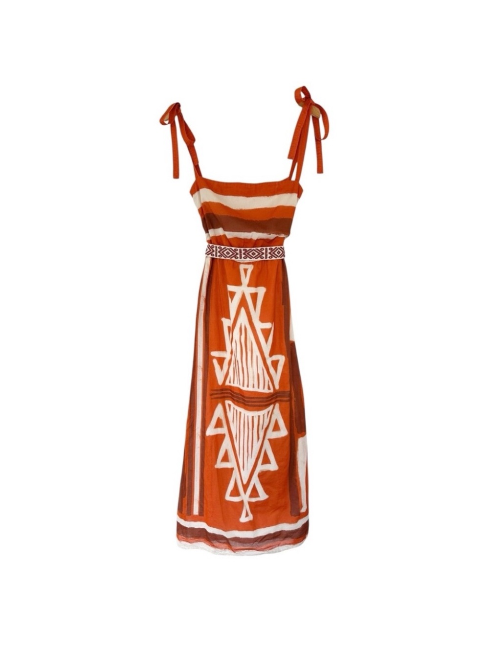 Johanna Ortiz Orange Regions of Myth‎ Cotton Ankle Dress, Size 2 - Picture 3 of 12